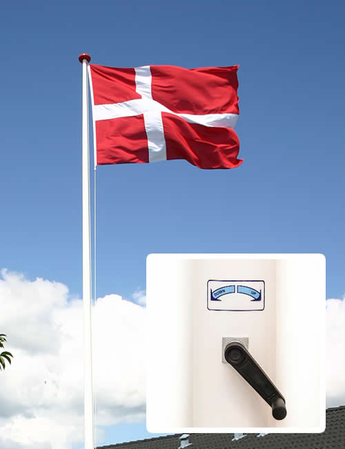 Flagstang med vippebeslag samt indvendig lineføring 1 Flagstang med vippebeslag samt indvendig lineføring